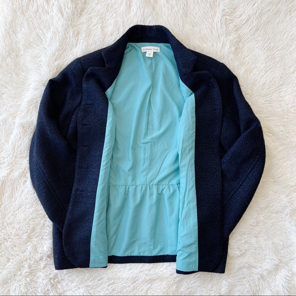 Coldwater Creek navy blue metallic textured blazer jacket Size 16 - Picture 10 of 11